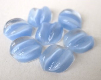 Vintage Glass Cabochon Sapphire Blue Moonstone Petal 13x11mm gcb0572 (6)