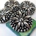 Vintage Glass Buttons. Silver Star, Black Faceted Starburst, West Germany, 7/8 inch 22mm but0115pc4 (4)