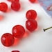 Vintage Glass Beads, Cherry Red, Transparent Rounds, 6mm to 7mm vgb0075 (25)