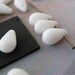Vintage Glass Beads. White Teardrops, 1950s West German, 12mm vgb0072 (18)