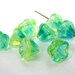 Vintage Glass Beads Aqua Yellow Green Bell Flower Trumpet 8mm vgb0442 (12)