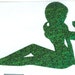 Bentley the Bichon Frise/Toy Poodle and Pin Up Silhouette, Green Glitter Vinyl Decal