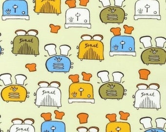 Robert Kaufman -Metro Cafe - Toasters by Monoluna, out of print, by the yard, kitchen fabric, apparel fabric, apron fabric, toast, toaster