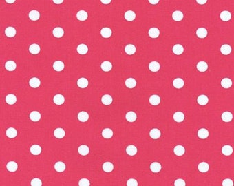 End of Bolt 1/2 yard Hot Pink with White Dots Pimatex basic fabric by Robert Kaufman