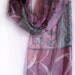 Decorative silk scarf. Art Deco style scarf. Hand painted scarf. Ginkgo leaves and Stripes in purple and green Custom Order to Gretchen