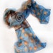 Hand painted silk chiffon scarf Chinese Lantern in blue sands colors scheme