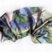 Silk Scarf Geometric scarf handpainted Small silk scarf Hand painted silk scarf.Green, violet scarf painted.13 by 55 inches. Made to order