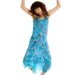 Hand painted silk chiffon dress. Summer party dress in blue and pink. Double layer silk dress. Japanese cherry blossom dress paint by hand