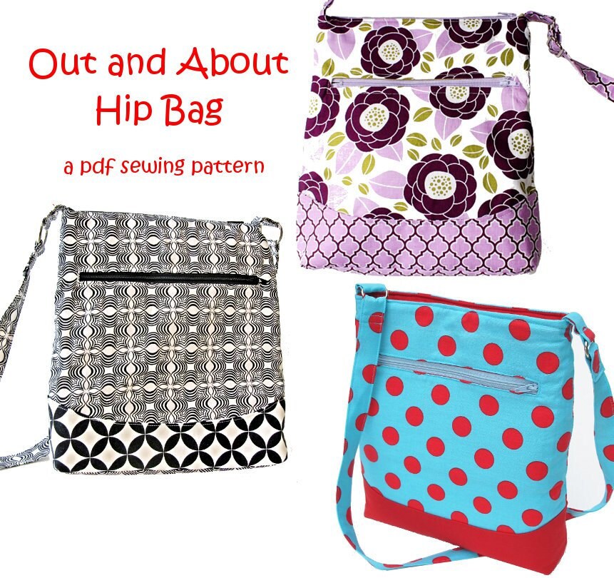 Out and About Hip Zipper Bag immediate download of pdf sewing
