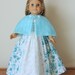 Teal and white floral Colonial Tea Gown Created for American Girl doll Elizabeth or Felicity No.419