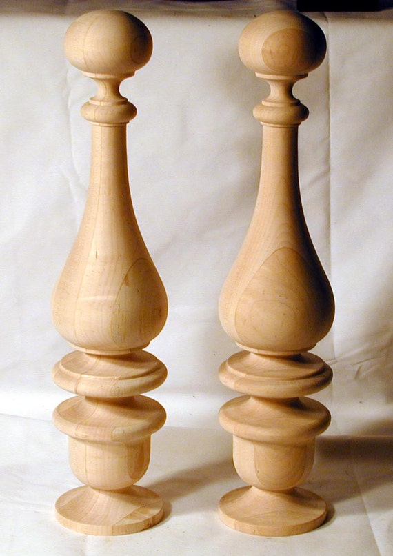 Set of 4 Large Maple Turned Finials or Legs