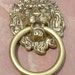 Large Solid Brass Antiqued Lions Head Drawer Pulls