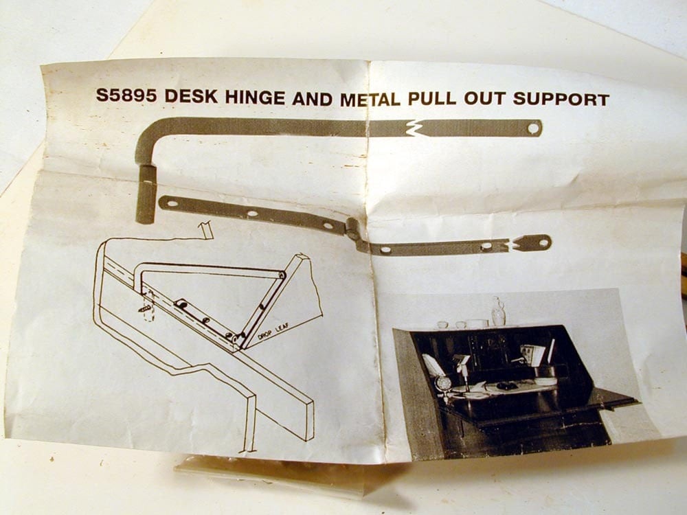Secretary Desk Hinge and Metal Pull Out Support