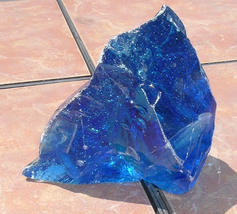 Large Chunk of Blue Crystal Art Glass