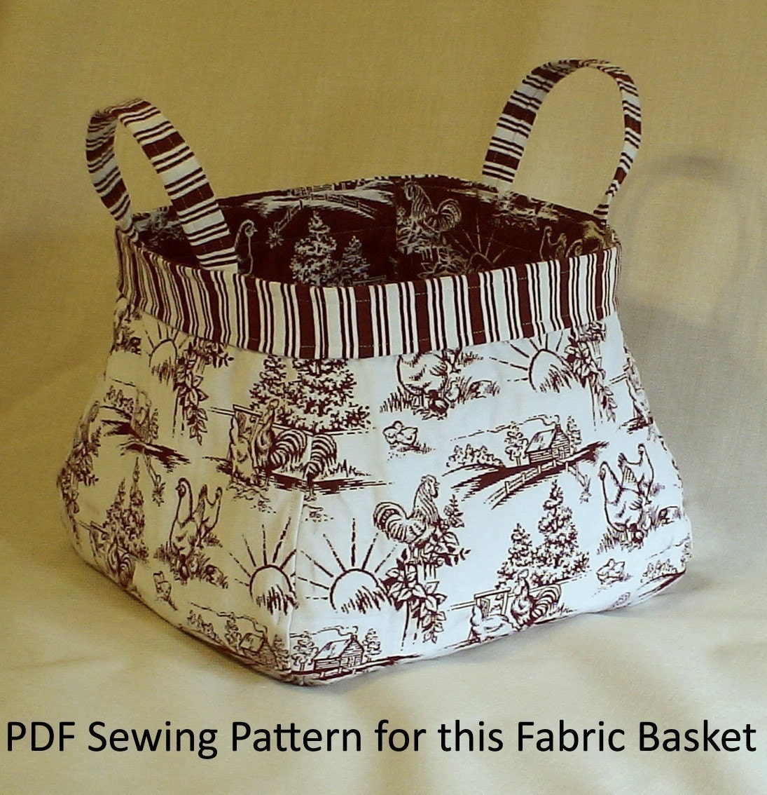 Fabric Basket Bag PDF Sewing Pattern