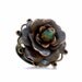 Rusty Black Flower Statement Ring -Metal Flower Adjustable Brass Green
