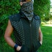 Black and Gold Hemp Linen Shipibo Bandana - Head Scarf - Dust Mask - Netural Fibers - Hankerchief - Black