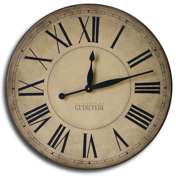 Large Wall Clock 24in CAMBRIDGE Tan or Linen by TheClockHouse