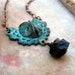 The Messenger - verdigris owl charm and chalcedony necklace