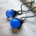 SALE 11/23-11/30 take 20% off Hammered copper and wire wrapped glass bead earrings - Stay awhile in blue