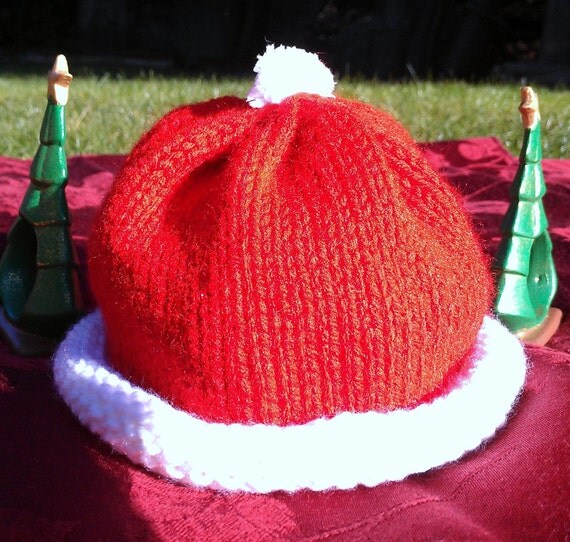 hand knit toddler red santa hat with white by babyhatsbycarole hand knit toddler red santa hat with white by babyhatsbycarole
