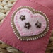 Pink Felt Hand Embroidered Card Case with Hearts and Beads