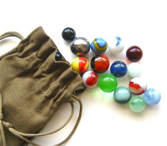 B is For Bag of Marbles Vintage Bag of Glass Marbles