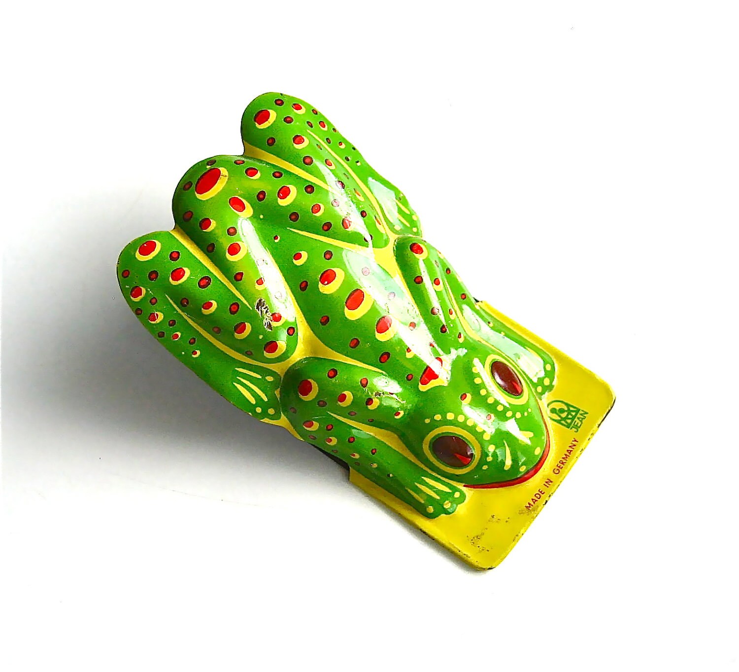 Click Instead of Ribbit Vintage German Tin Frog Clicker Toy