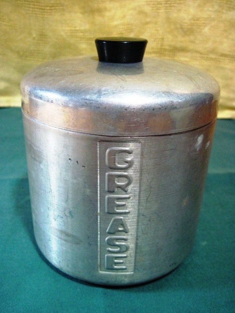 Vintage Aluminum GREASE CANNISTER Container Jar