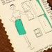 Mad Men luggage tags, 1960, recycled sewing book, vintage