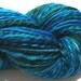 Worsted weight 2 ply handspun yarn Surfin USA, 140 yards, hand dyed blue green falkland wool knitting supplies