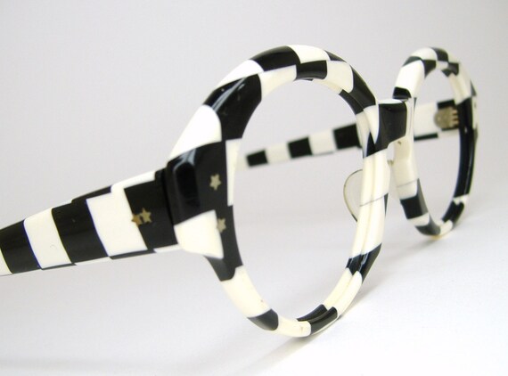 Womens 50s Black And White Checkered France Eyeglasses Frame 5432