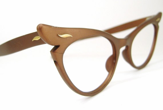 Vintage 50s Winged Womens Cat Eye Eyeglasses Frame