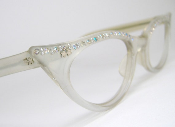 Vintage 50s Frosted Cat Eye Eyeglasses Frame by Vintage50sEyewear