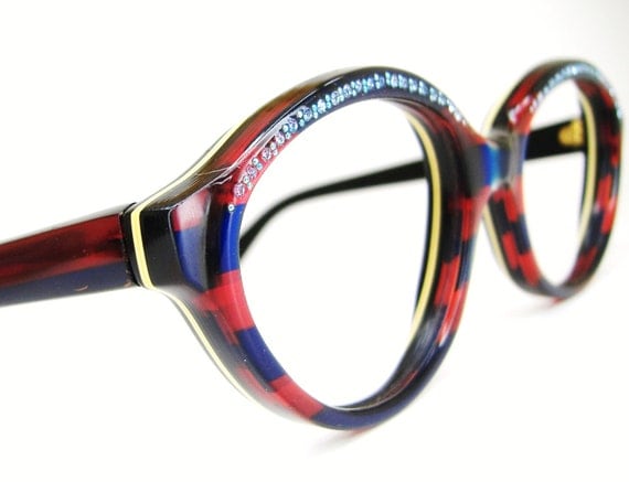 Vintage Christian Dior Rhinestone Eyeglasses Sunglasses Red