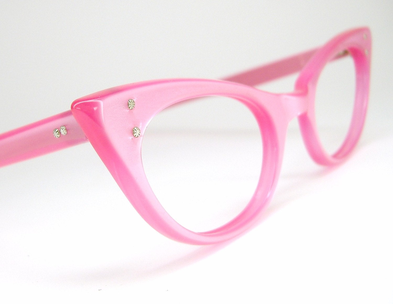 Vintage Eyeglasses Pink Pointy Cat Eye Frame Nos