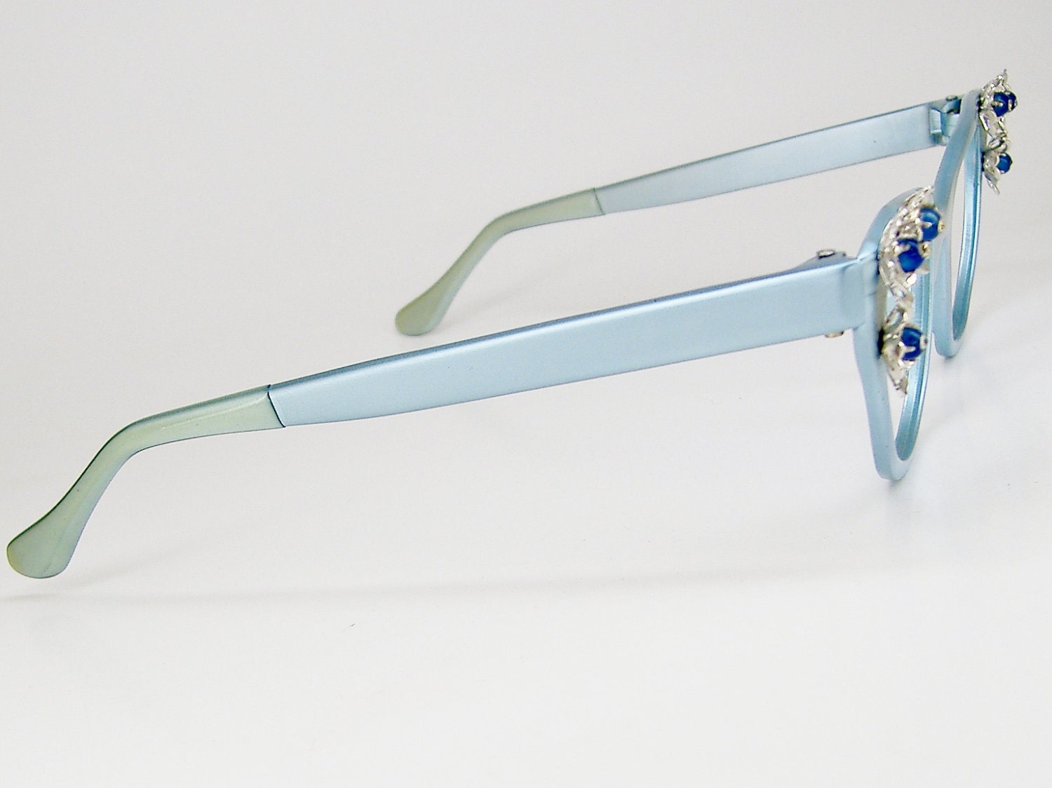 Vintage 50s 60s Blue Tura Horn Rim Cat Eye Eyeglasses Frame