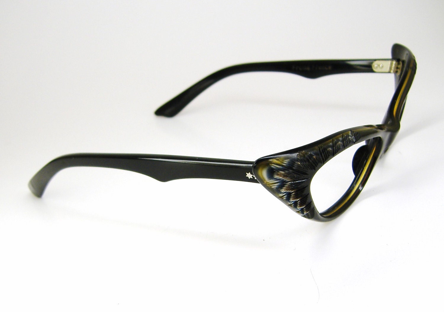 Vintage 50s Black Winged Cat Eye Eyeglasses By Vintage50seyewear 9879