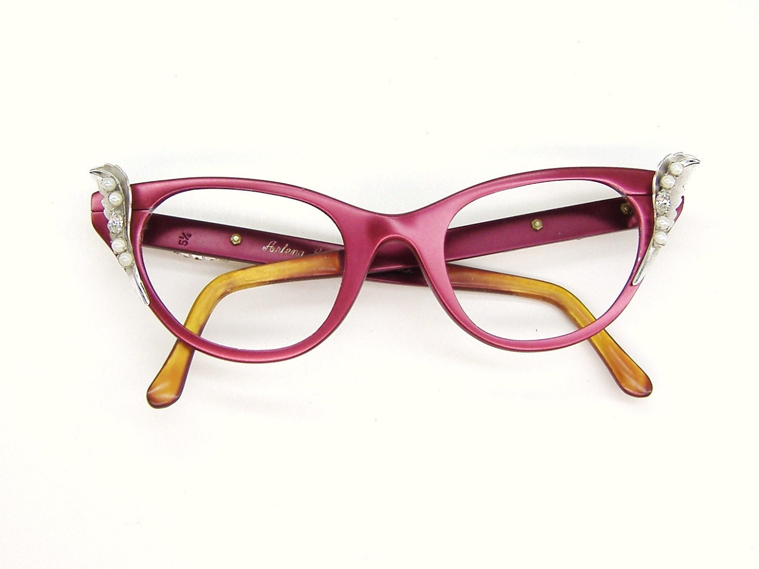 Vintage 60s Cat Eye Glasses Eyewear Frame Red Tura With