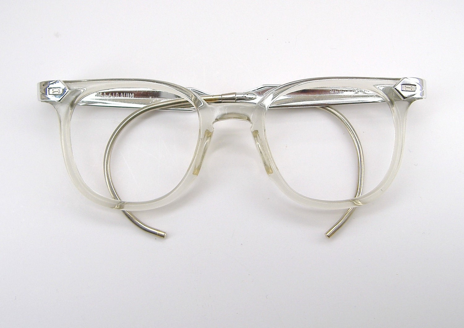 Vintage 50s Mens Horn Rim Glasses Eyeglasses Sunglasses Clear
