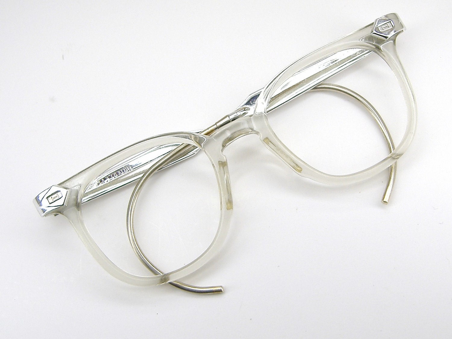 Vintage 50s Mens Horn Rim Glasses Eyeglasses Sunglasses Clear