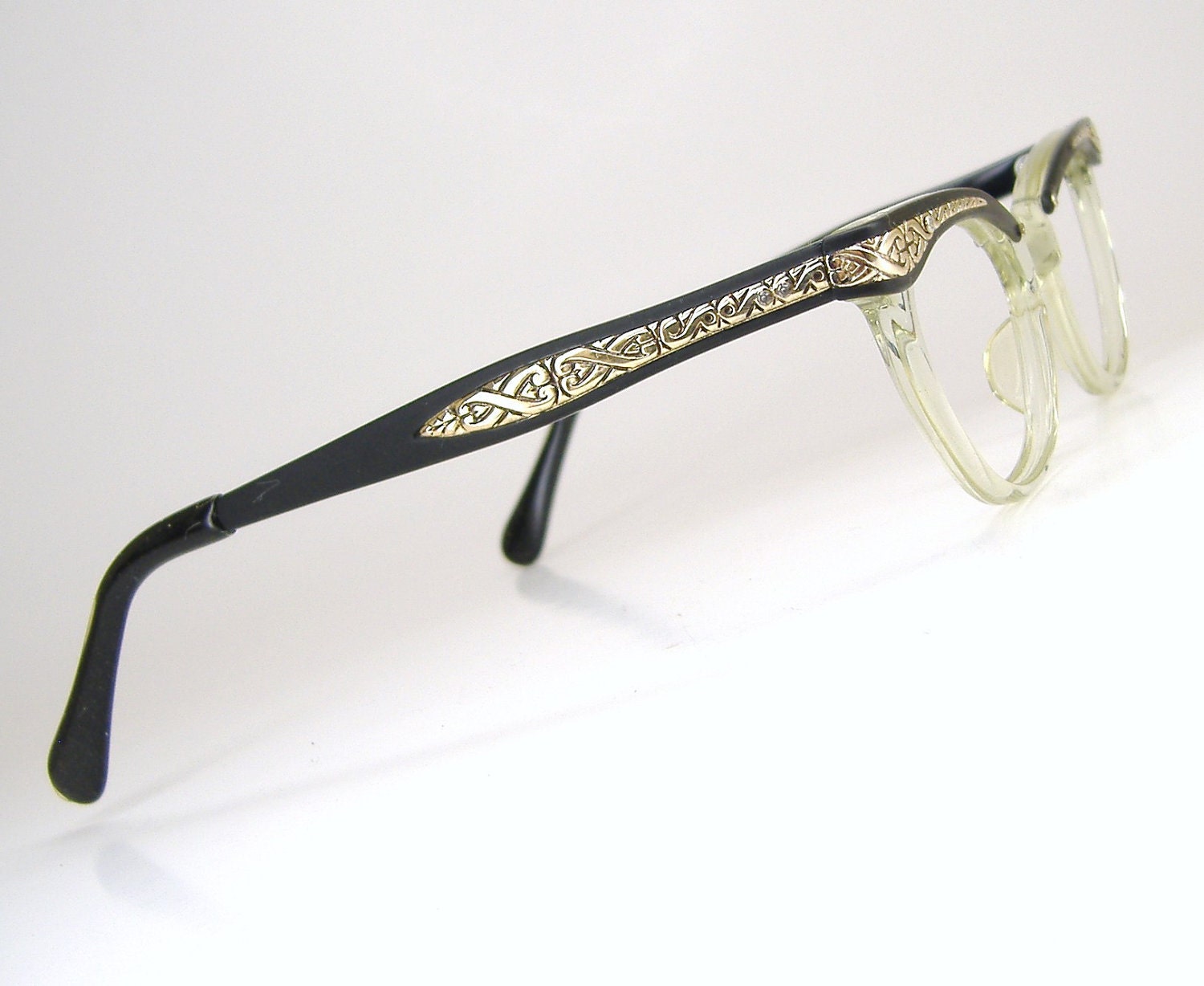 Vintage 50s Glasses Cat Eye Eyeglasses Frame Filigree Never