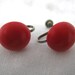 Red round screw back earrings