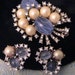 Vintage MARVELLA Blue Art Glass, Pearl, Rhinestone Brooch and Earrings Demi