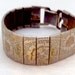 Wide Flower Tri Goldtone Engraved Bracelet