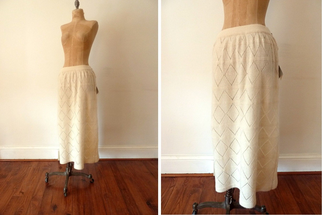 Christian Dior ivory loose knit sweater skirt...NOS