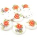 6 - Vintage Glass Flower Round Cabochons - Pink and Purple - 10mm