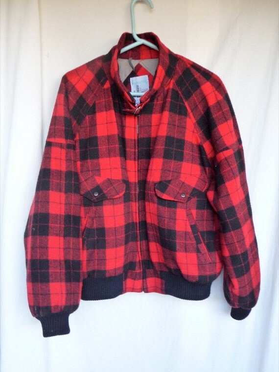 Red and Black Buffalo Plaid Wool Jacket