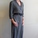 80s Gray Linen Peplum Shirt Dress