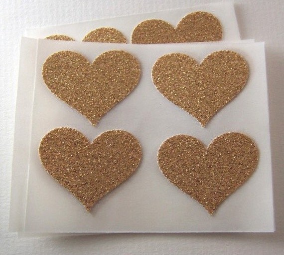 envelope seals gold glitter heart stickers